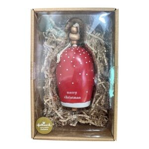 Demdaco Merry Christmas Bell Red Rustic NIB
